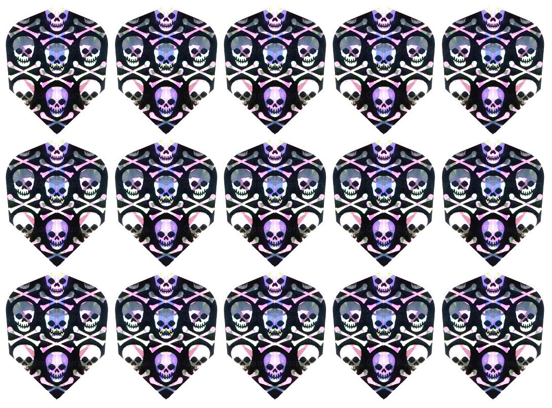 5 Sets Harrows Hologram Standard Dart Flights - Ships w/ Tracking - Skulls