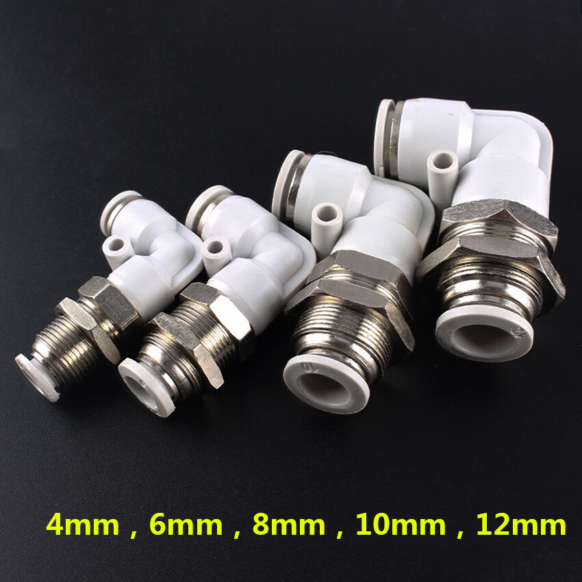 Pneumatic Elbow Mortise Fittings Pipe Hose Bulkhead Connector 4mm-12mm
