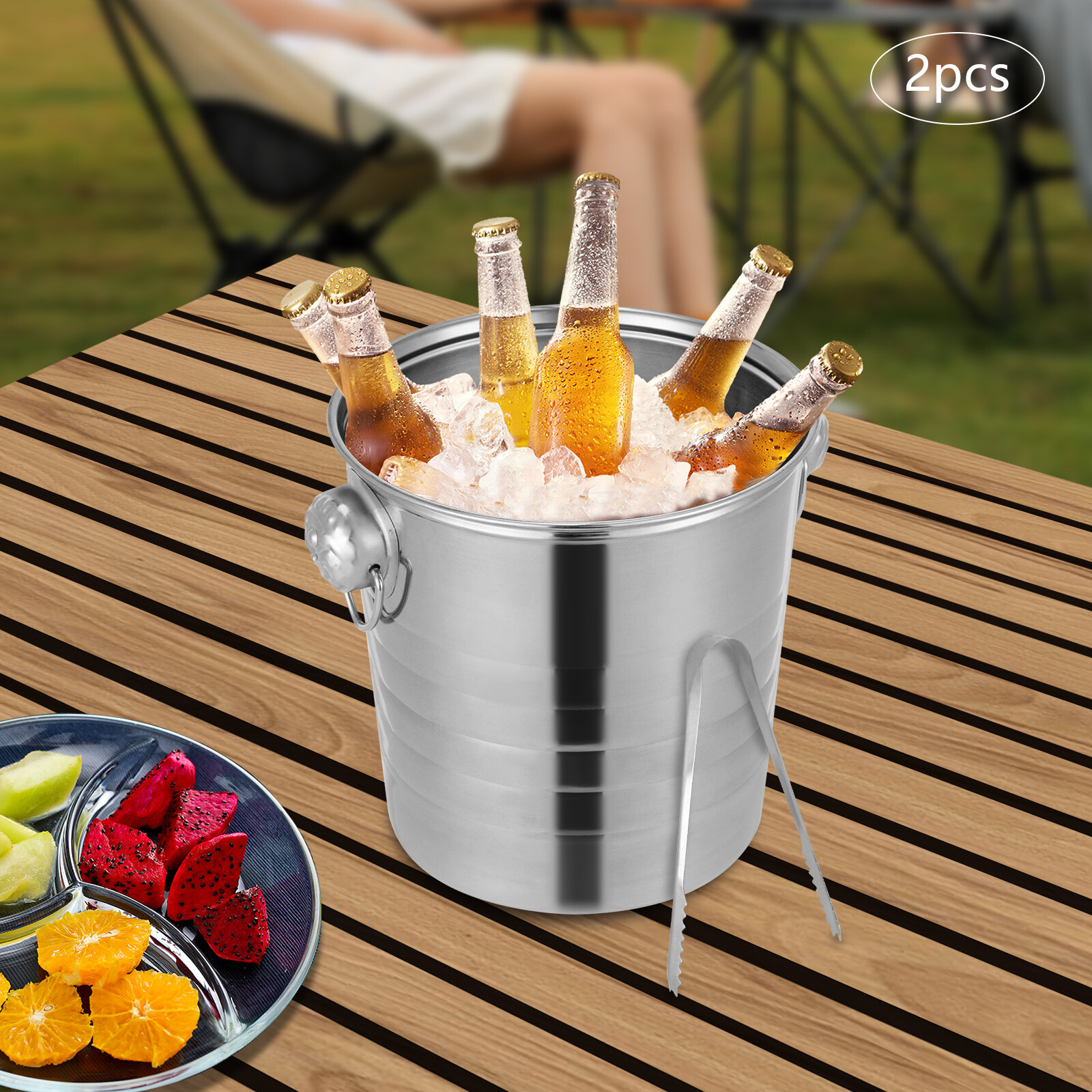 Ice Bucket Stainless Steel Champagne Bucket For Restaurant Chilling Wine BBQ