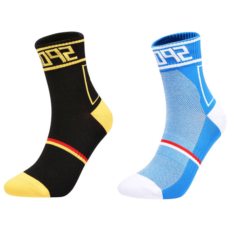 2 Pairs Cycling Socks Pro Road Riding Bicycle Bike Sport Ankle Socks Black Blue