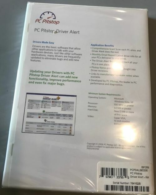 PC Pitstop Optimize, Driver Alert, Disk MD - New Factory Sealed discs