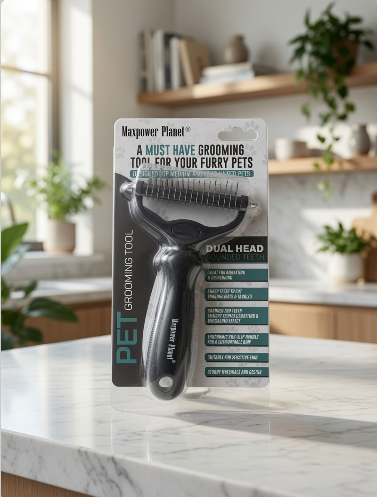 Maxpower Planet Pet Grooming Tool Dual Head Deshedding Rake