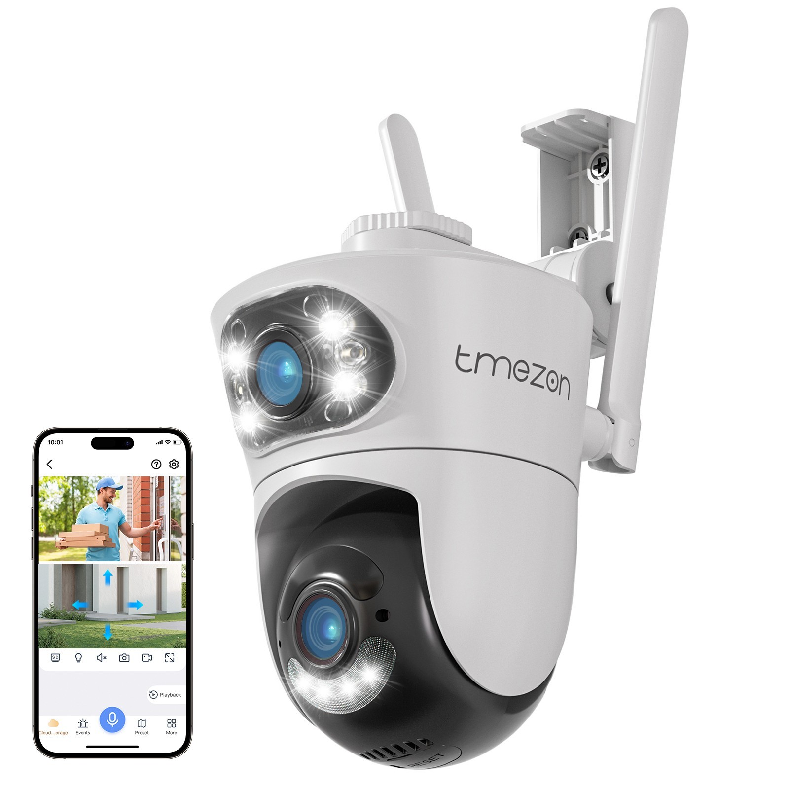 TMEZON 4MP Home Security WiFi IP Camera Outdoor PTZ Motion Tracking Wide Angle