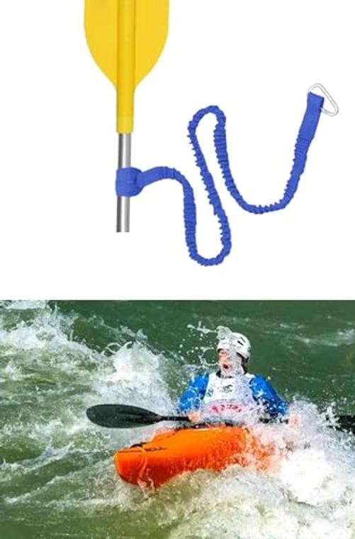 55"(140cm) Stretchable Kayak Paddle Leash - 2 Pcs - Blue