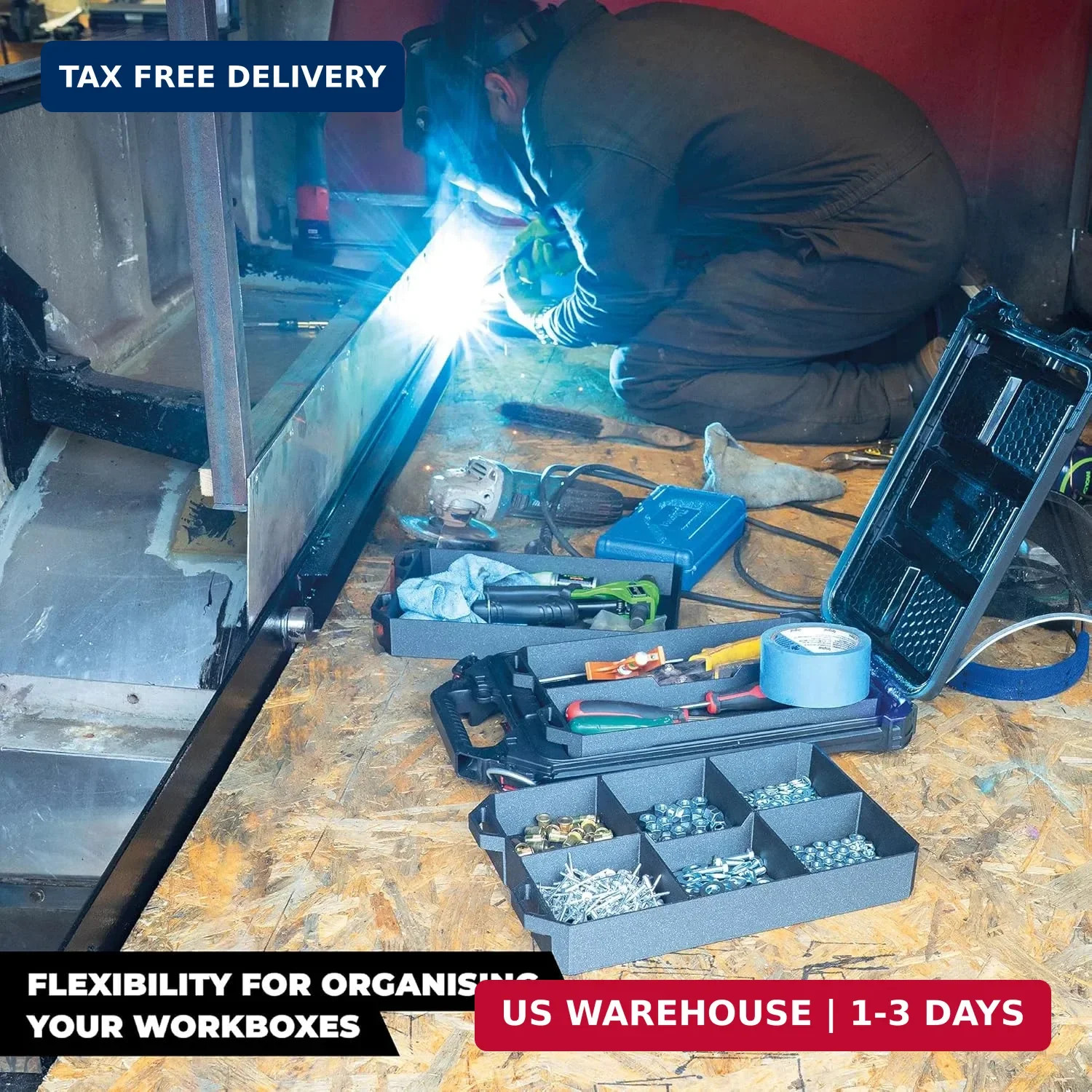StealthMounts Quad PacTray | 4-Compartment ABS Tool Tray Compatible with Milwauk