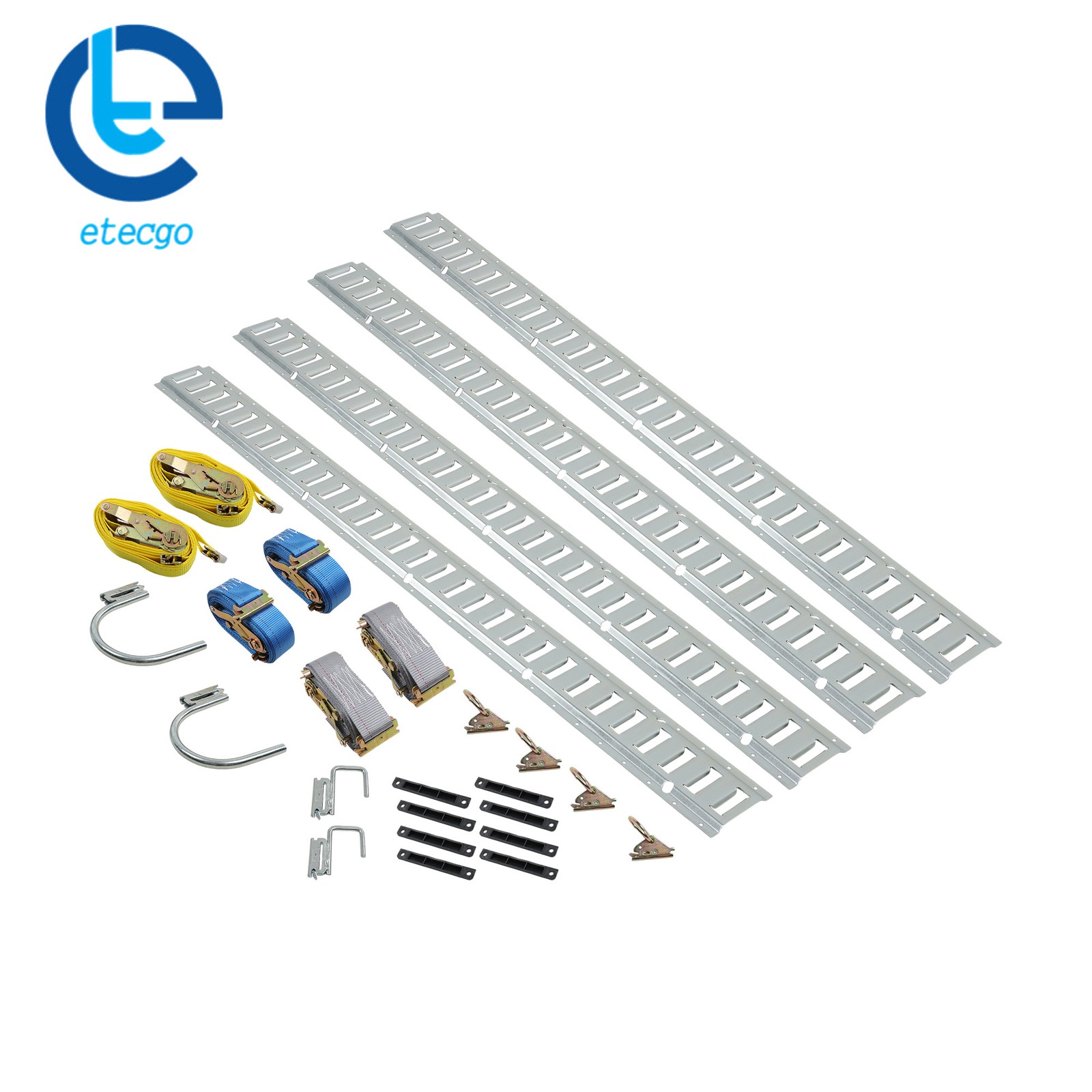 24 Pcs 5 Ft Silver E Track Rails Kit, Zinc Coated Fit For Secure Loads Transport