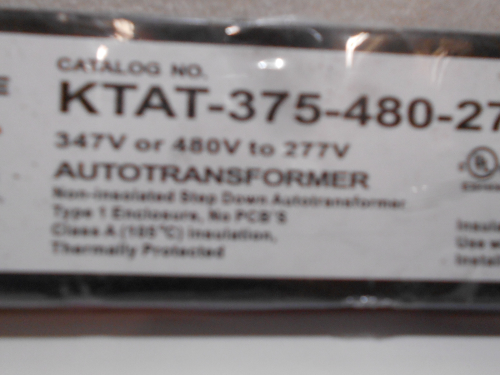 Keystone KTAT-375-480-277 480V- 277V Step Down Autotransformer 375W Max Wattage