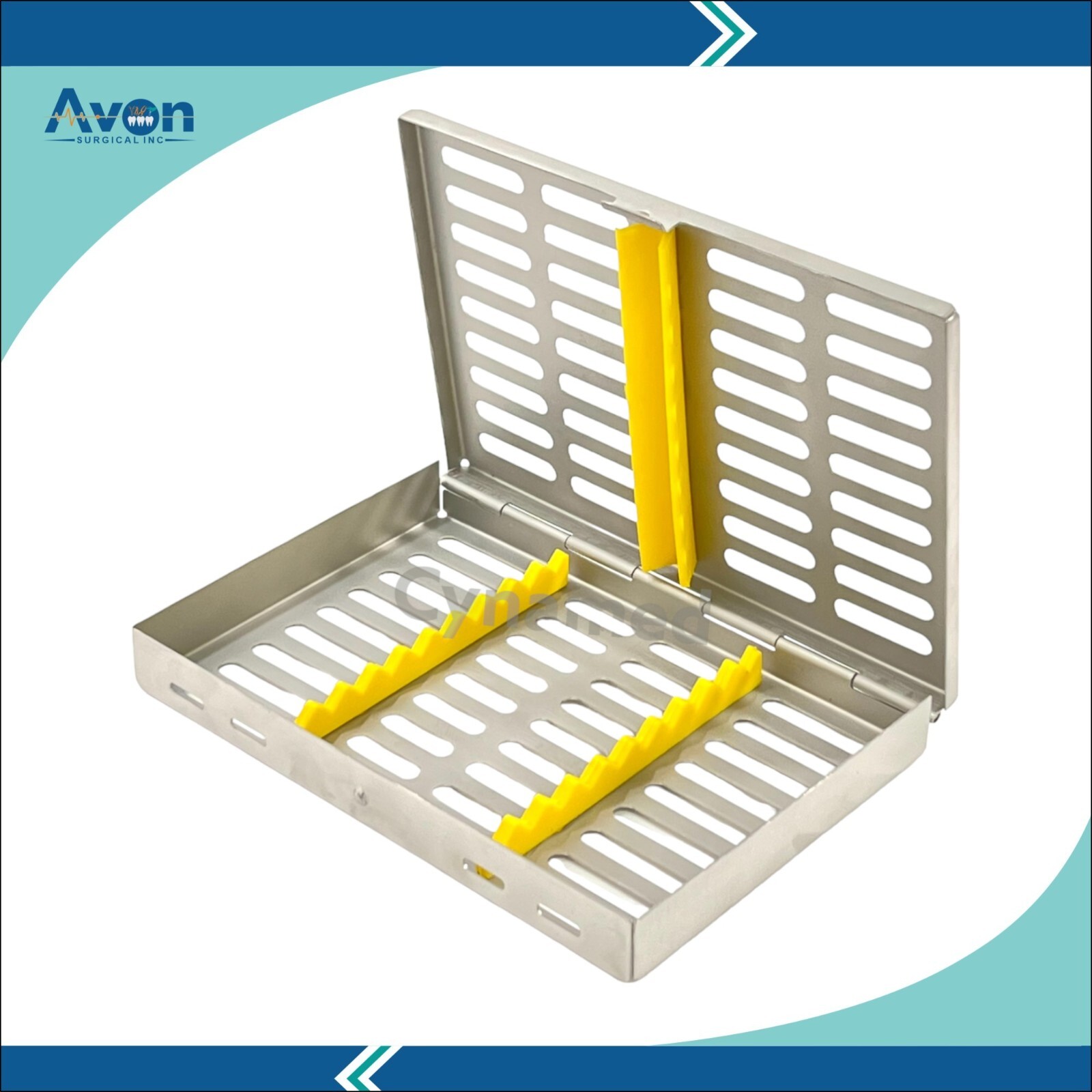 7" x 5.5" x 1.25" | 10 Instruments Sterilization Box w/ Silicone Inserts Yellow
