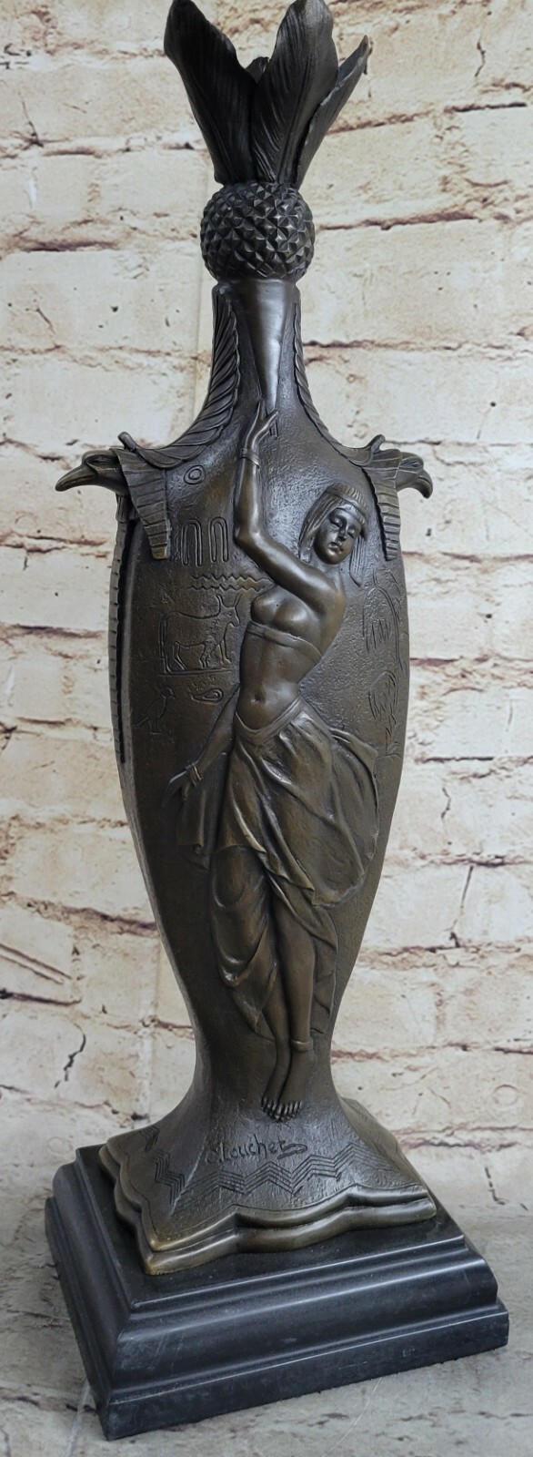 Bronze Sculpture Artwork Sexy Female Vase Museum Quality Figurine Lost Wax Art