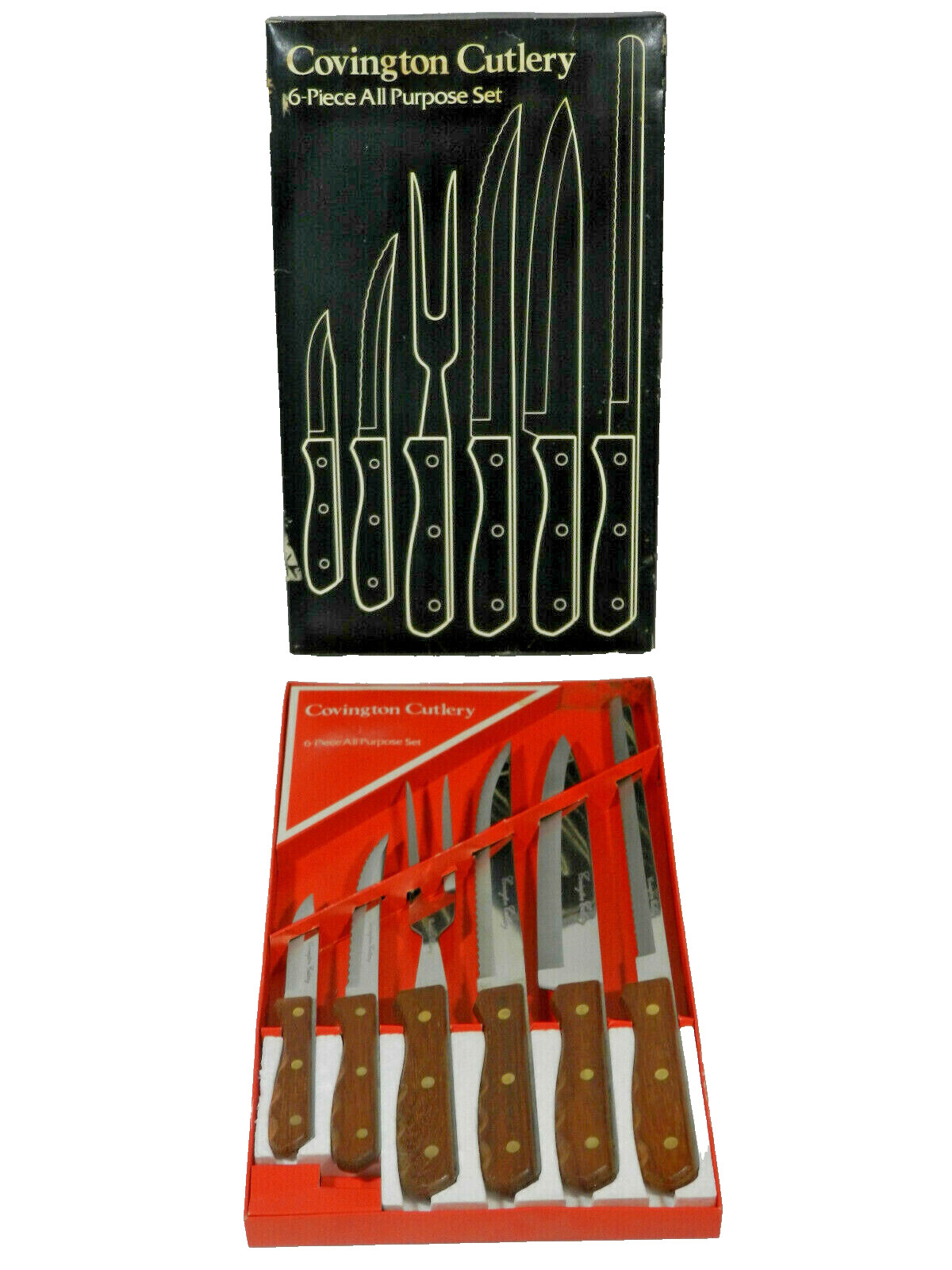 Vintage Covington Cutlery Knife Set Wood Handles 6 Piece All Purpose Japan