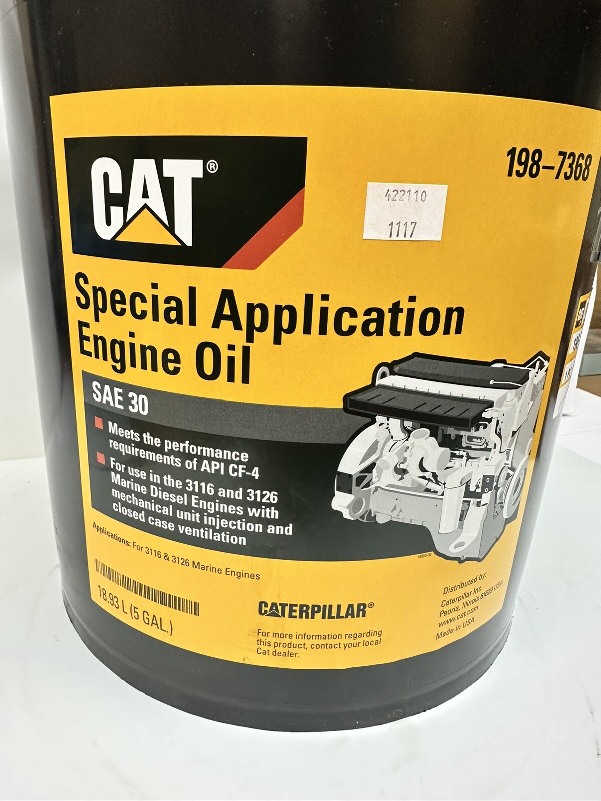 CAT Special Application Engine Oil SAE 30, 198-7368, 5 Gal