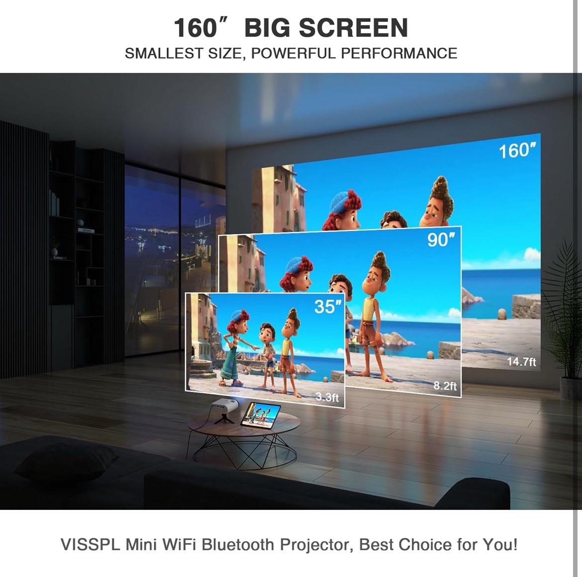 Mini Projector with WiFi and Bluetooth Full HD 1080P Projector Portable Outdo...