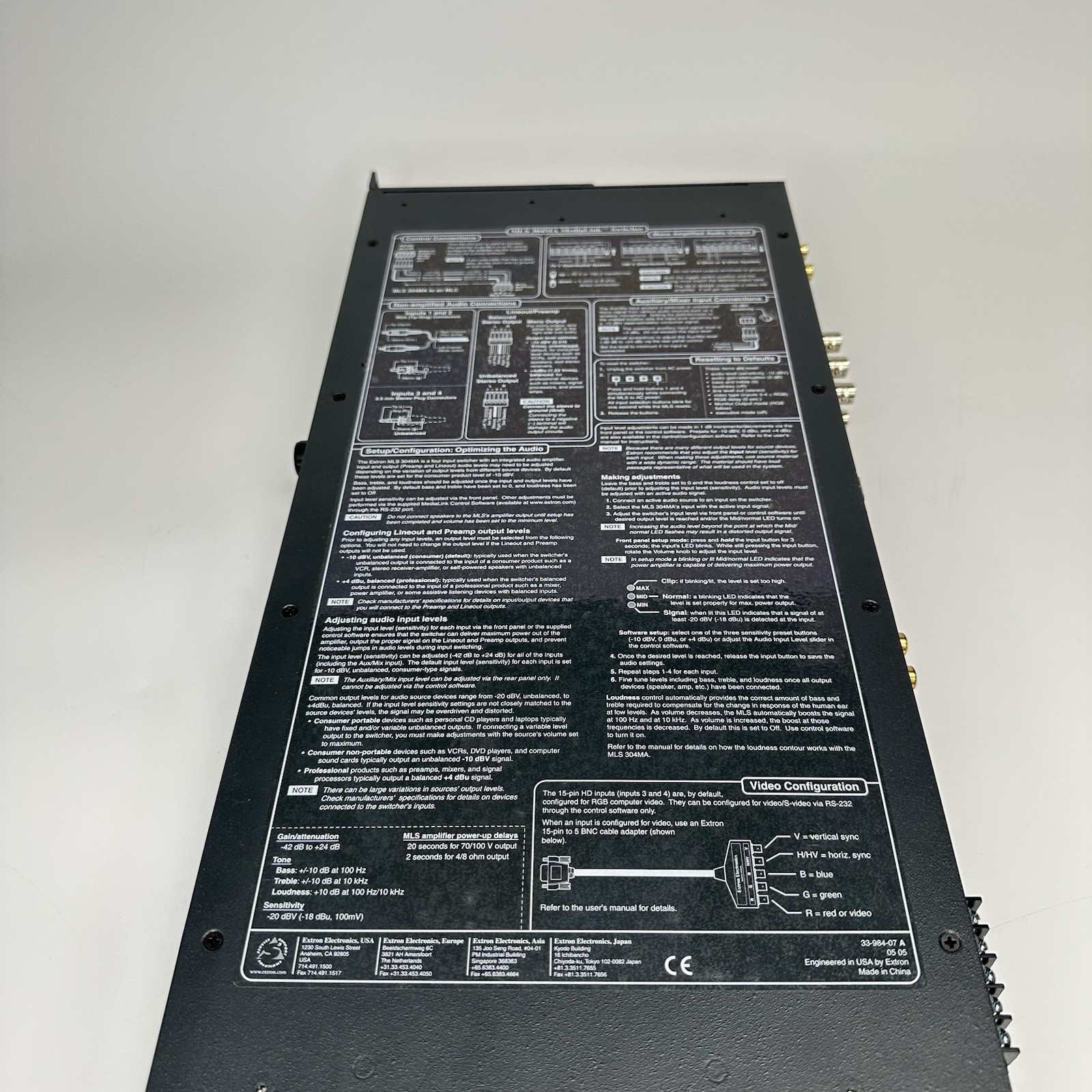 Extron MLS 304MA Multi-Format Switcher with 24W Mono Amplifier – 4 Inputs
