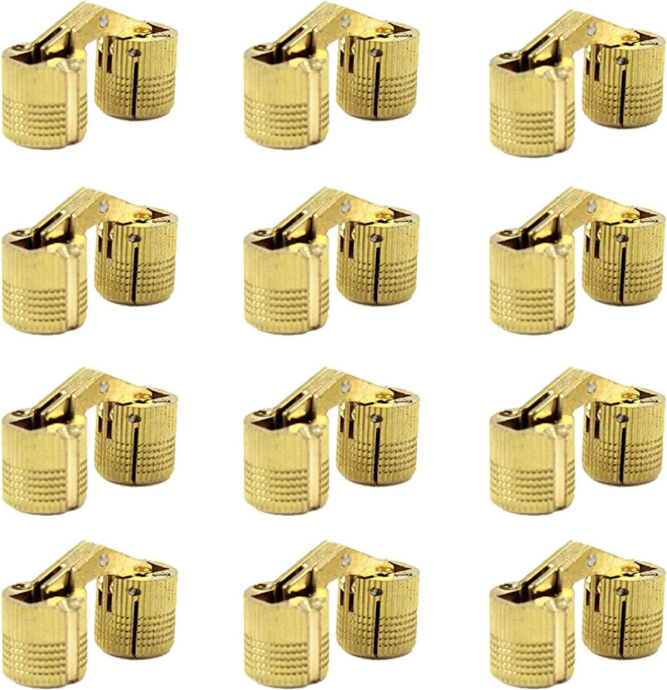 MIAO JIN 12 Pcs 10mm Brass Barrel Hinges Hidden Invisible Cabinet