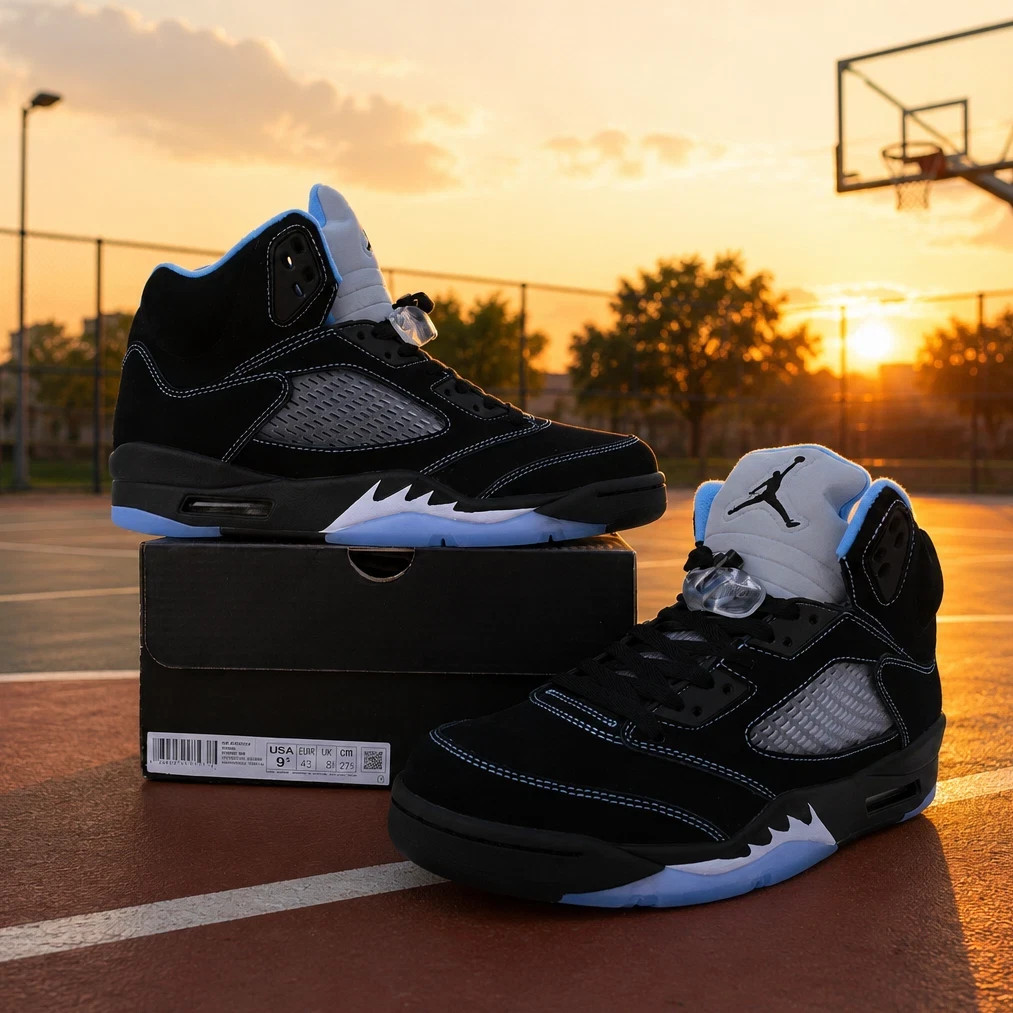 NEW Jordan 5 Black/University Blue (2026) Men's Size US 7-12