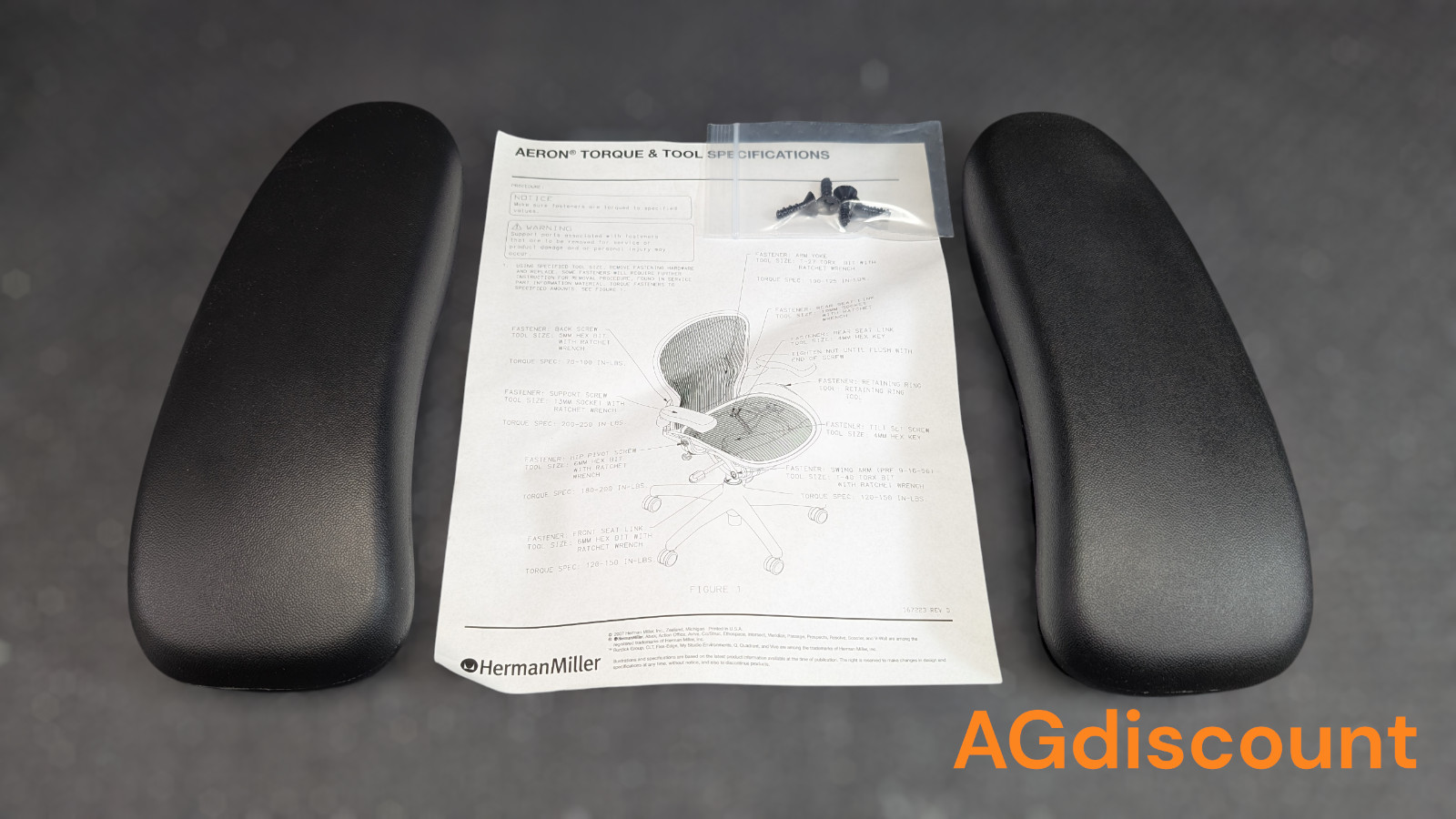 Herman Miller Classic Original Replacement Pair (L+R+Screw) Aeron Vinyl Arm Pad