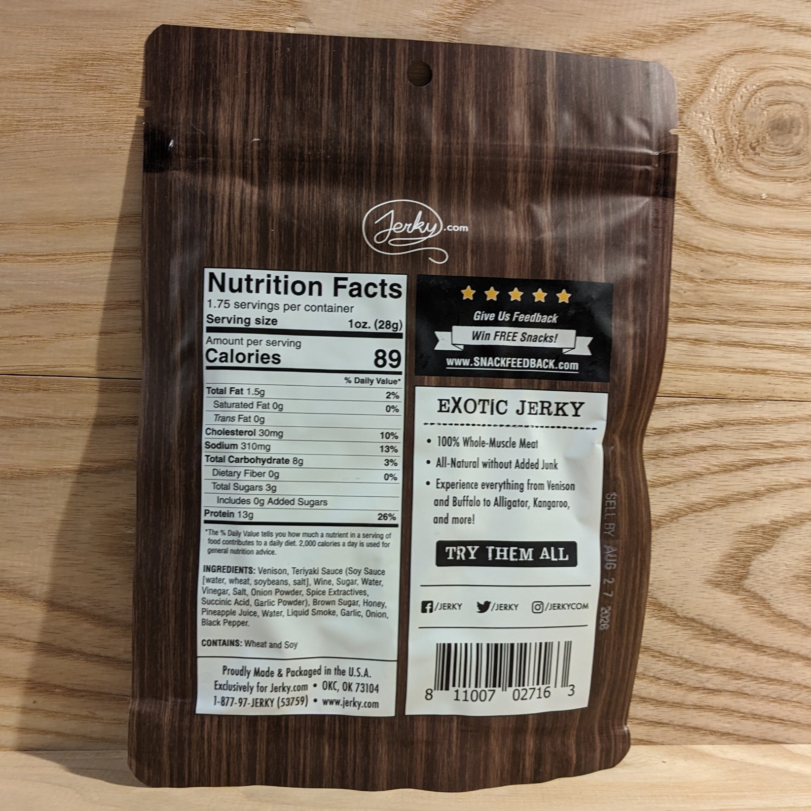 Jerky.com teriyaki venison exotic jerky