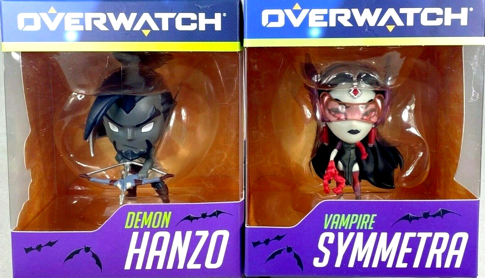 Overwatch Halloween Lot Of 2 Vinyl Figures Vampire Symmetra And Demon Hanzo New
