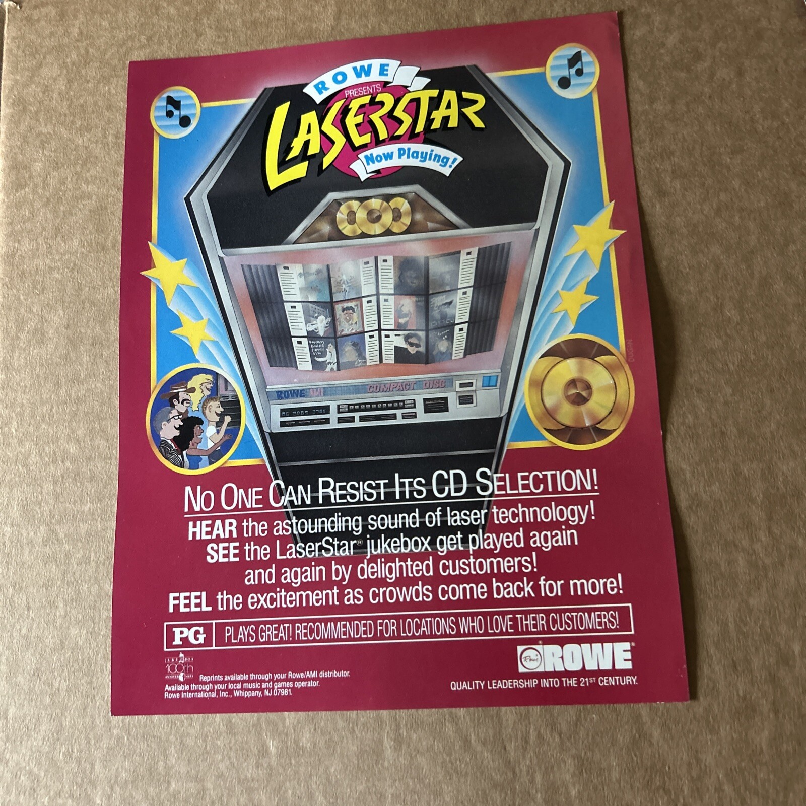 nos original Factory Now Playing Laser Star Rowe Jukebox Cd arcade game flyer