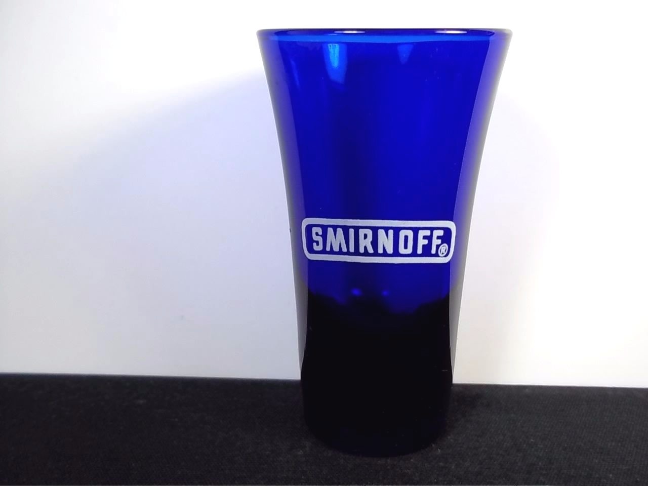 Smirnoff vodka cobalt blue shooter white logo