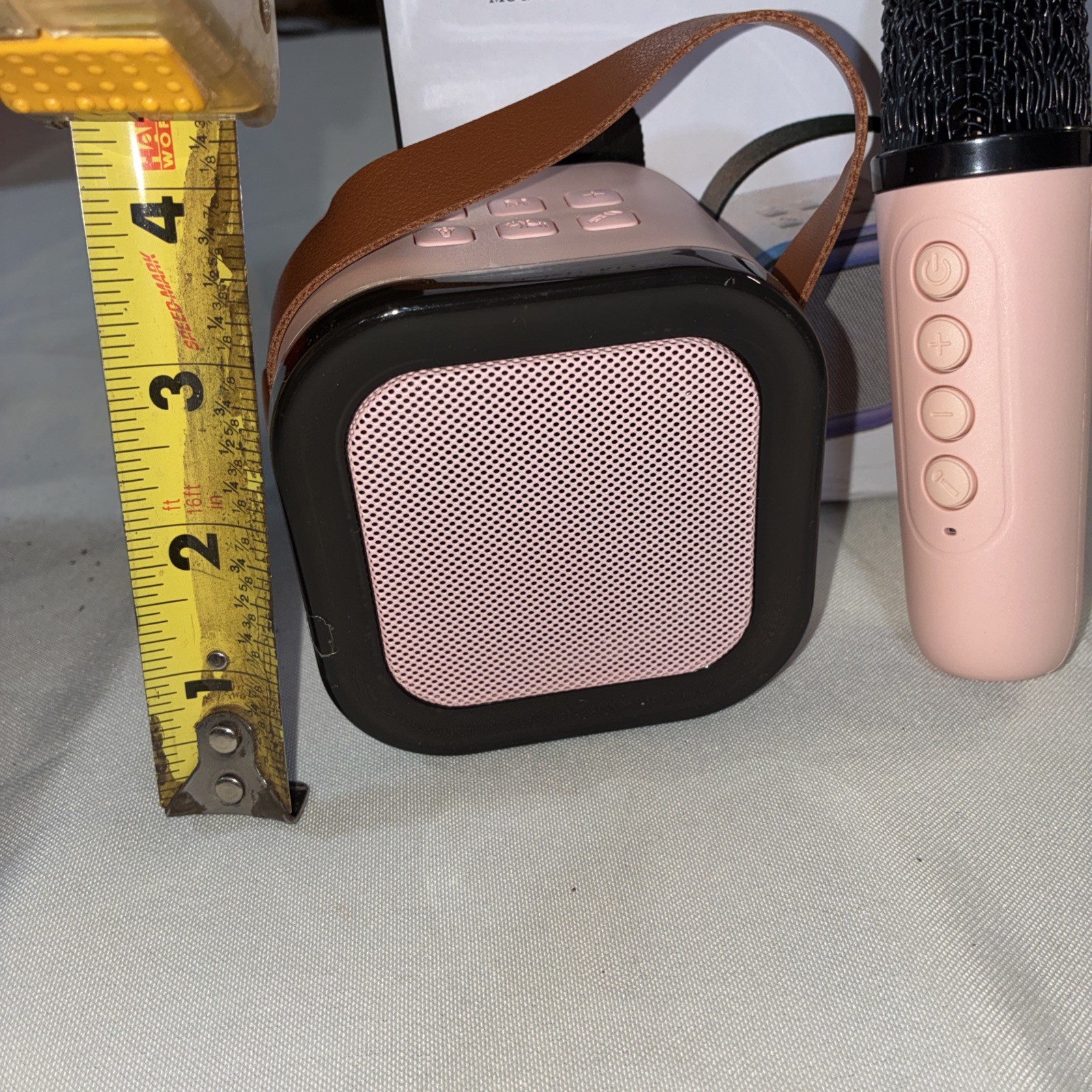 Mini Karaoke Machine with 1Wireless Microphone- pink Portable Bluetooth