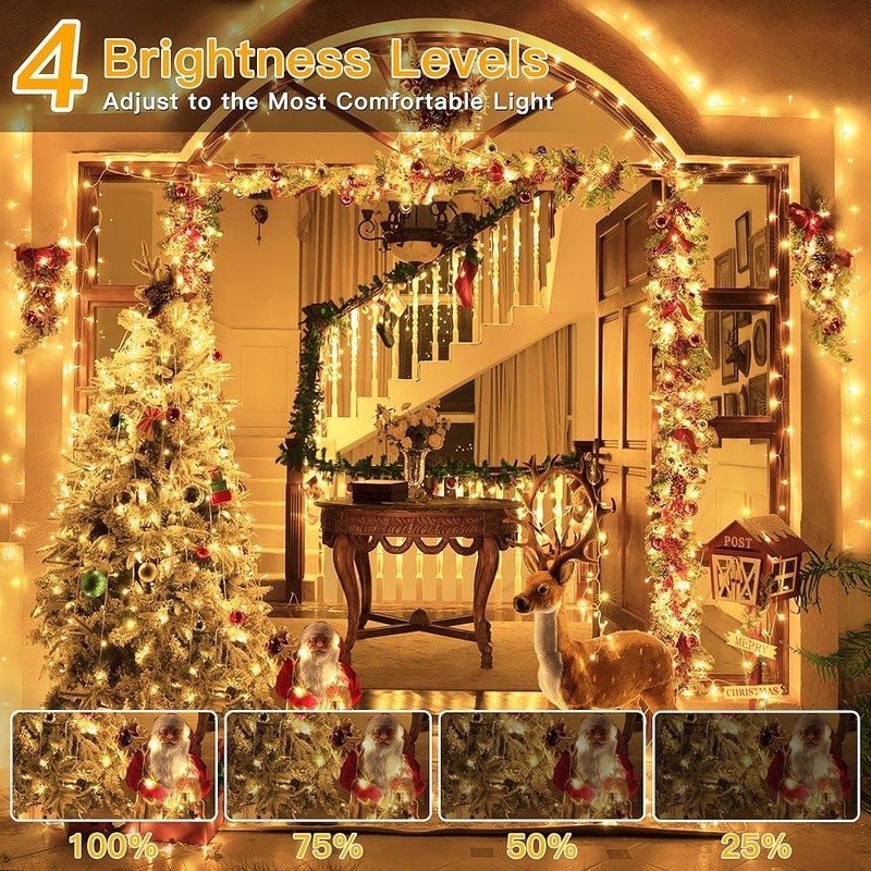 Outdoor LED String Lights 328ft Dimmable Waterproof Timer 8 Lighting Modes New