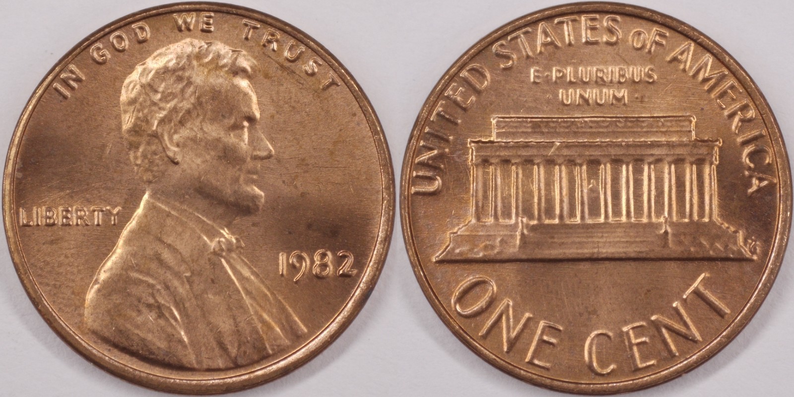 United States 1982 1 Cent [Bronze Large Date] Lincoln Memorial KM#201 Bronze