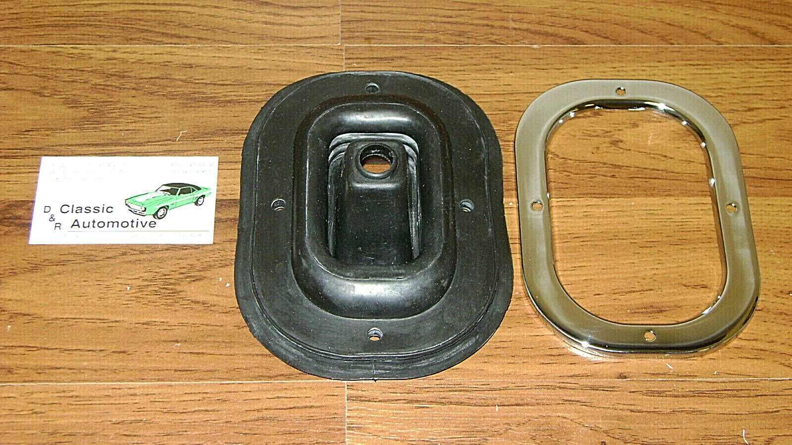 Shift Boot w/ Chrome Retainer Plate for round bar 4sp shifter 69 Camaro Firebird