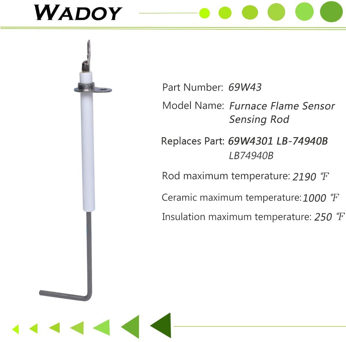 69w43 Flame Sensor Replacement Compatible with Lennox Armstrong Ducane...