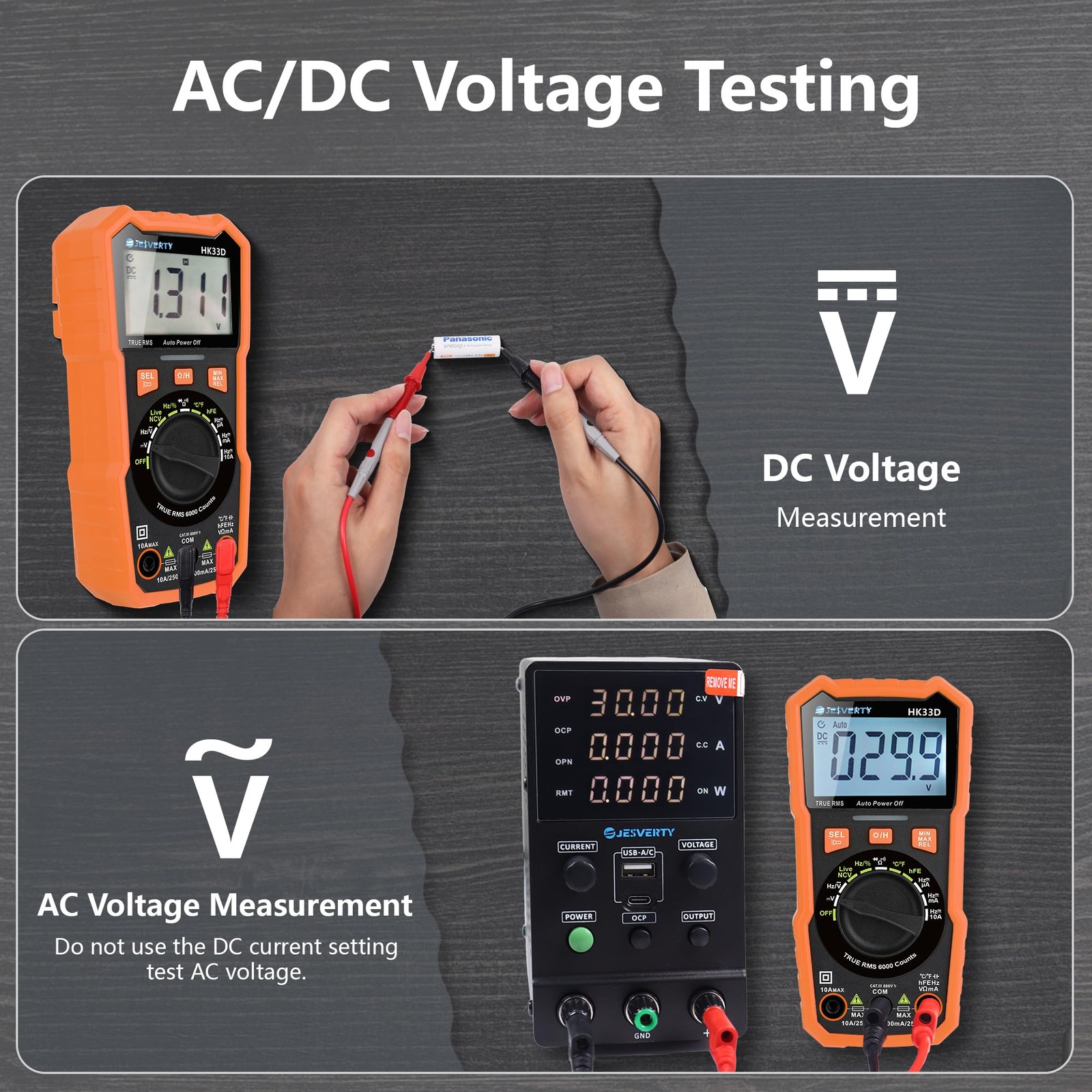 Jesverty 6000 Counts Digital Multimeter Voltmeter Tester 6000 Counts, Orange