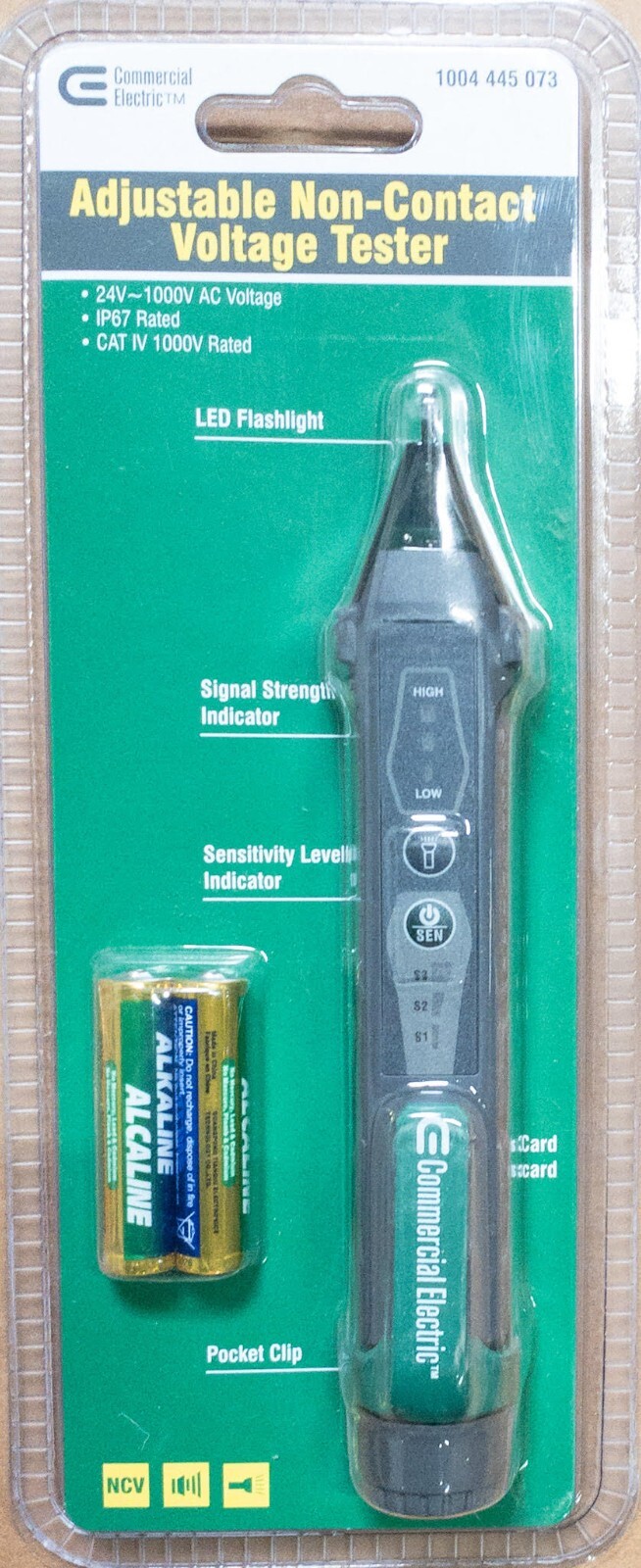 COMMERCIAL ELECTRIC Adjustable Non-Contact Voltage Tester w/ Flashlight