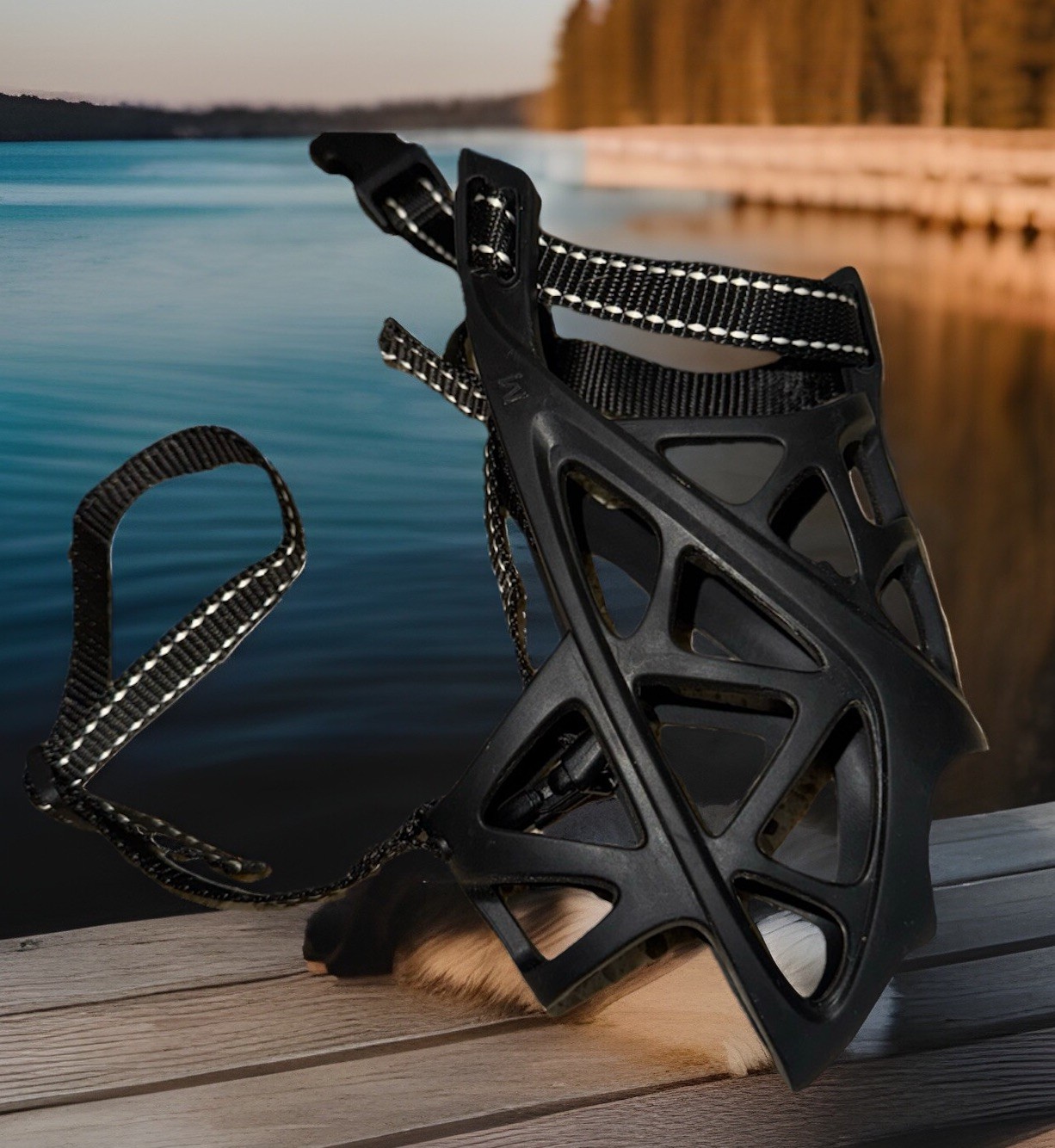 Black Silicone Dog Basket Muzzle Soft Breathable Muzzle for Dogs Medium-Large