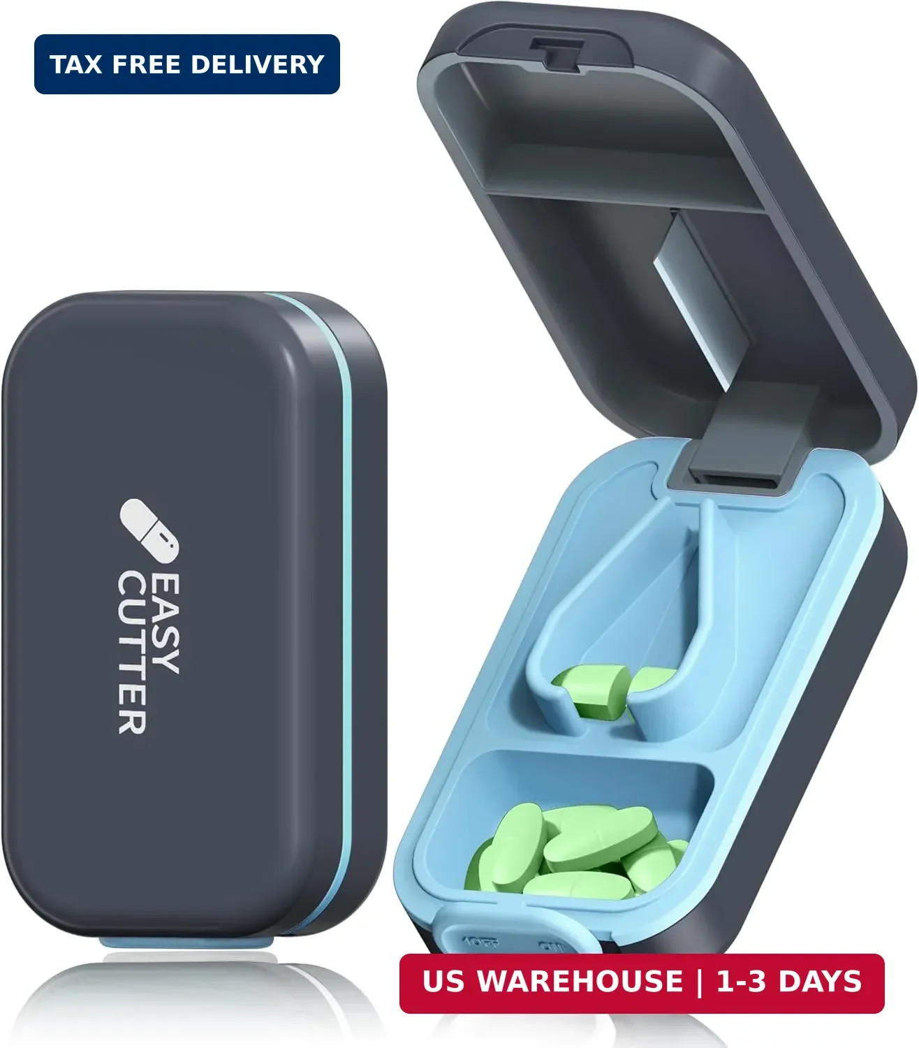 Pill Cutter & Organizer - 3-25mm Adjustable Blades | Splinter-Free Cutting | Det