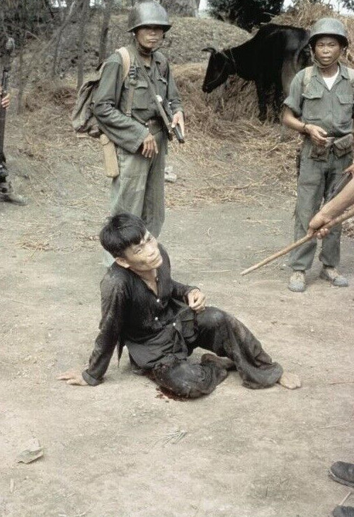 Vietnam  War  Photo --  South Veitnam Soldiers With VC Prisoner**