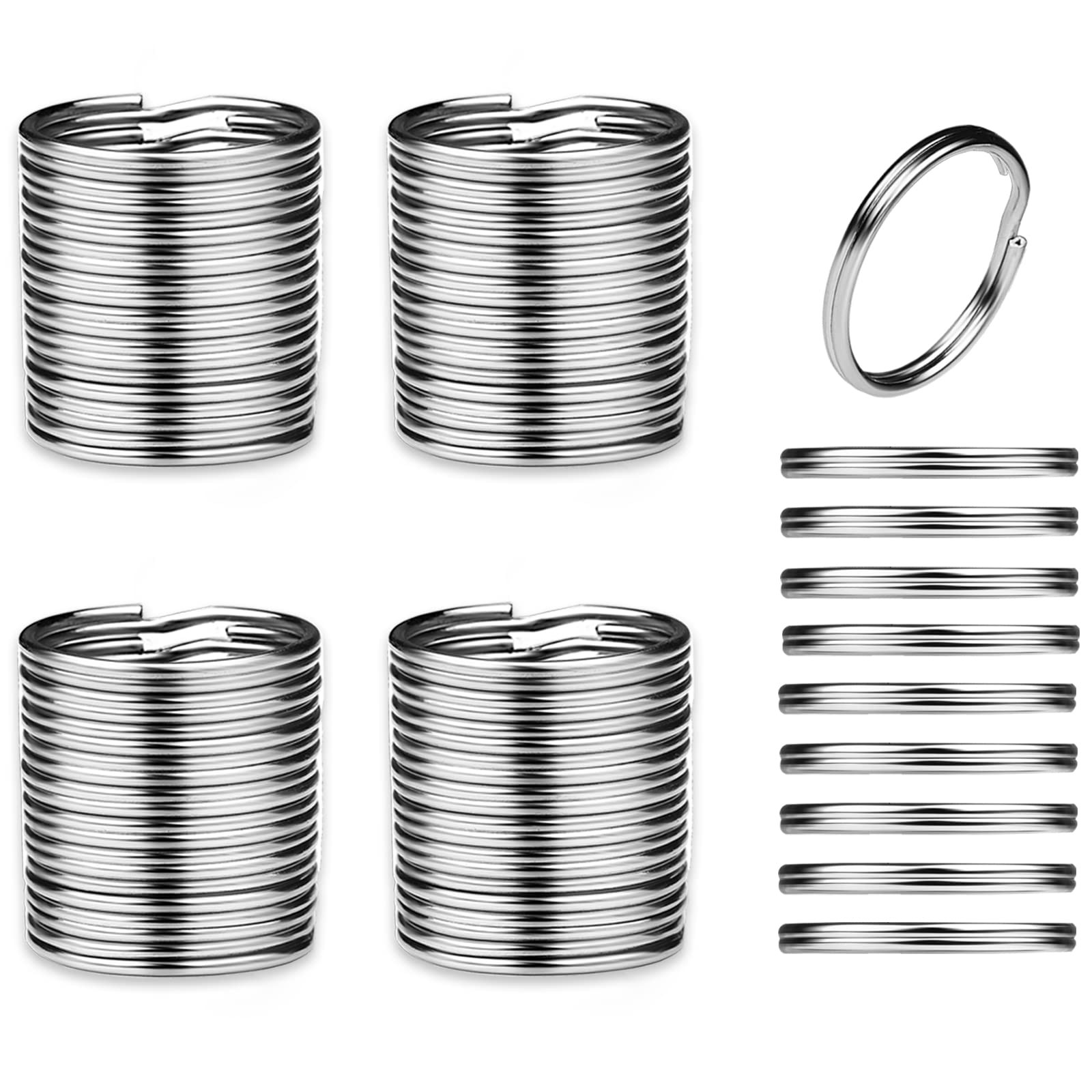 50pcs 30mm Key  Keychain Metal Silver Round Split Key Chains Rings Connectors