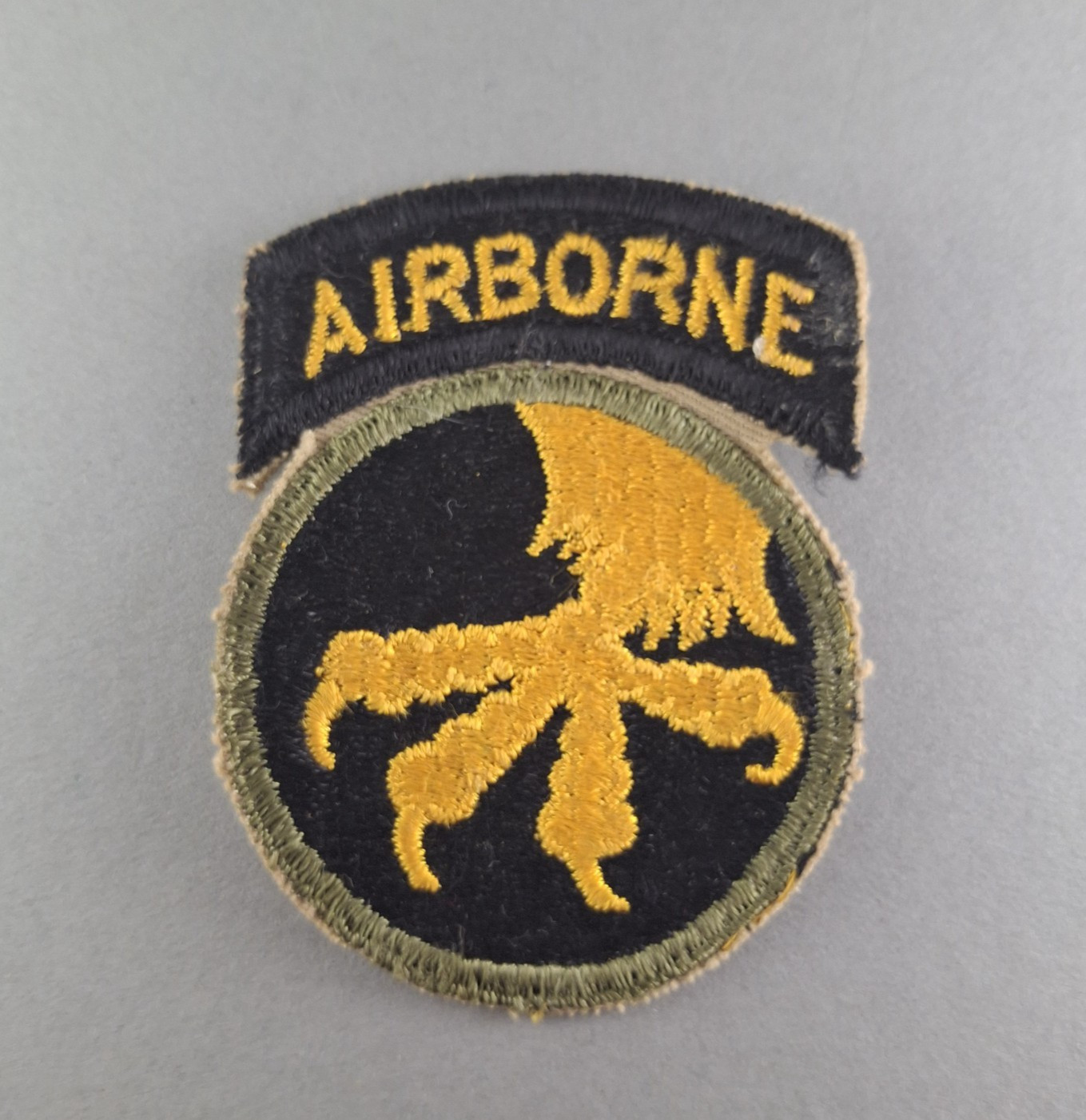 WW2 Original US Army 17th Airborne Infantry Division Insignia Patch Attached Tab