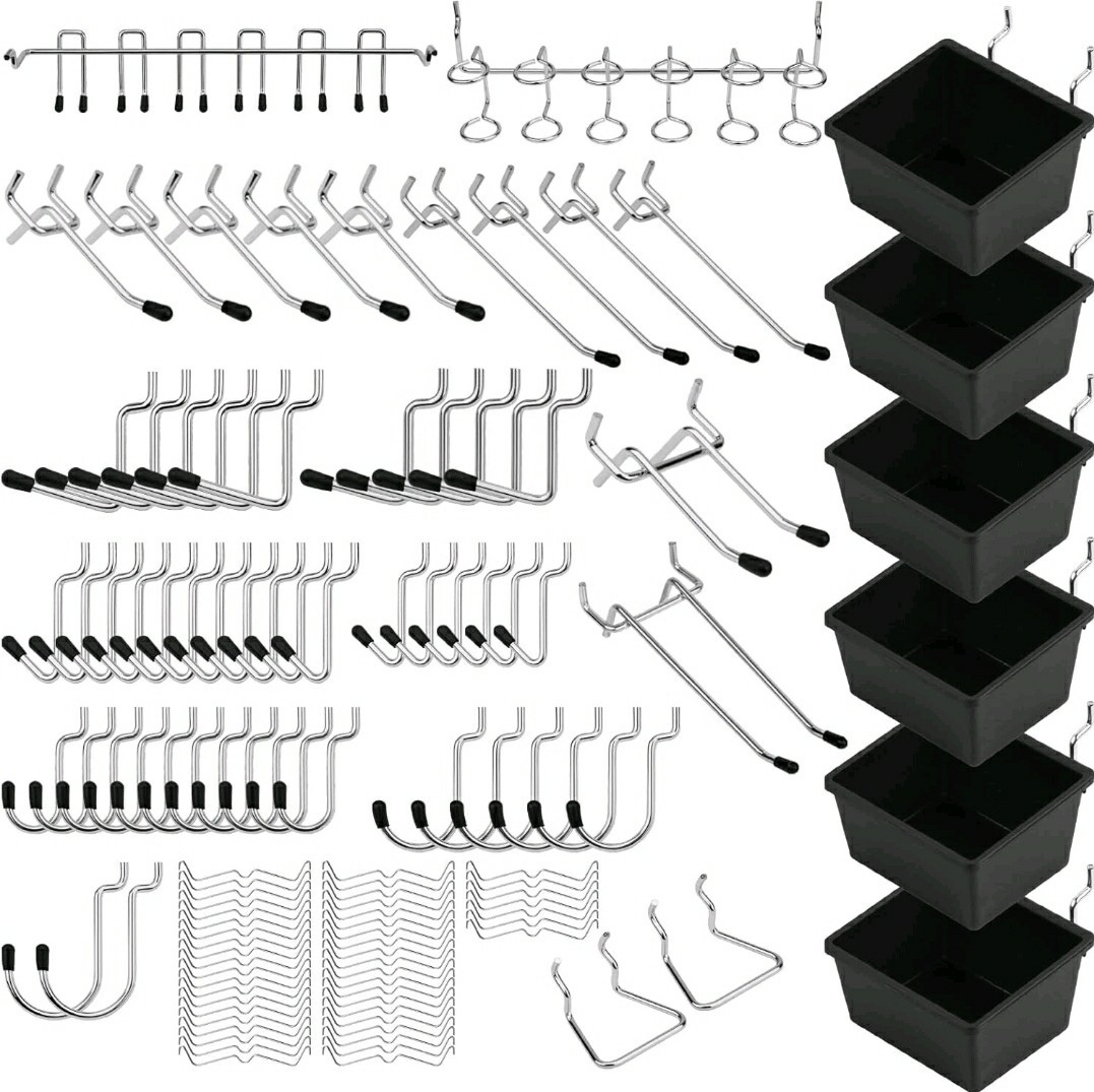 121 Pcs Pegboard Hook Assortment PegBoard Accessories, PegBoard Hooks, Pegboard