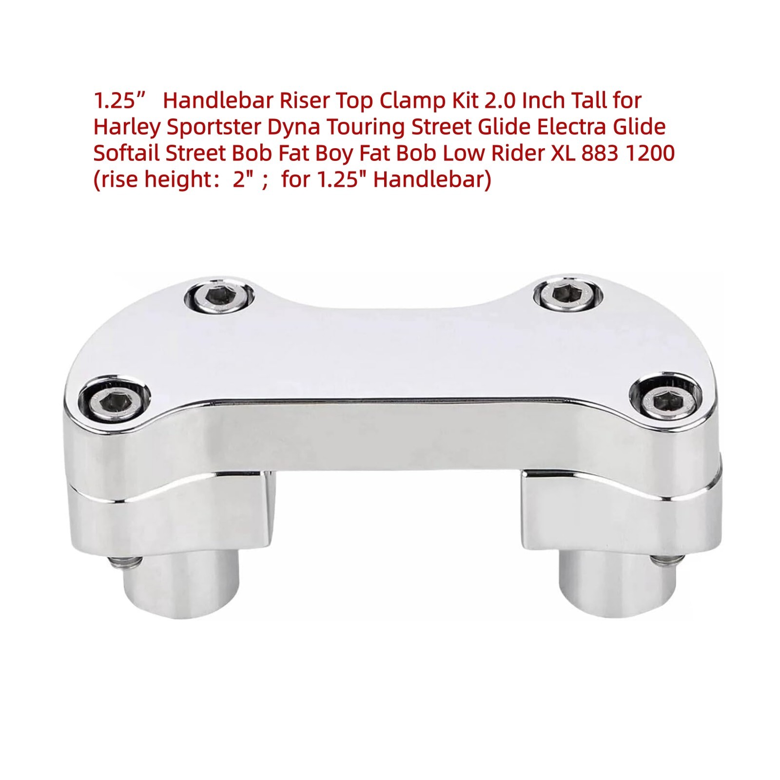 1.25” Handlebar Riser/Top Clamp Kit 2.0" Tall for Harley Touring Models, Chrome