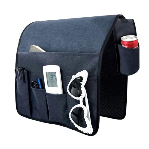 Sofa Armrest Organizer Couch Arm Chair Caddy Sofa Cover Storage Navy Blue