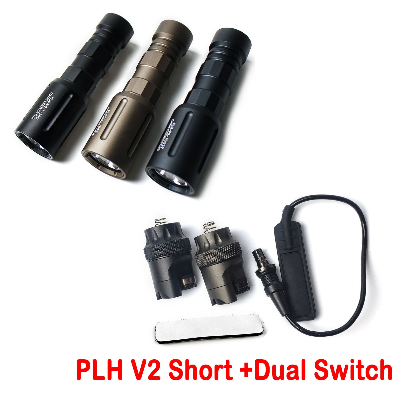 Tactical PLH-V2 Flashlight LED Constant Weapon Light With Dual function Tailcap