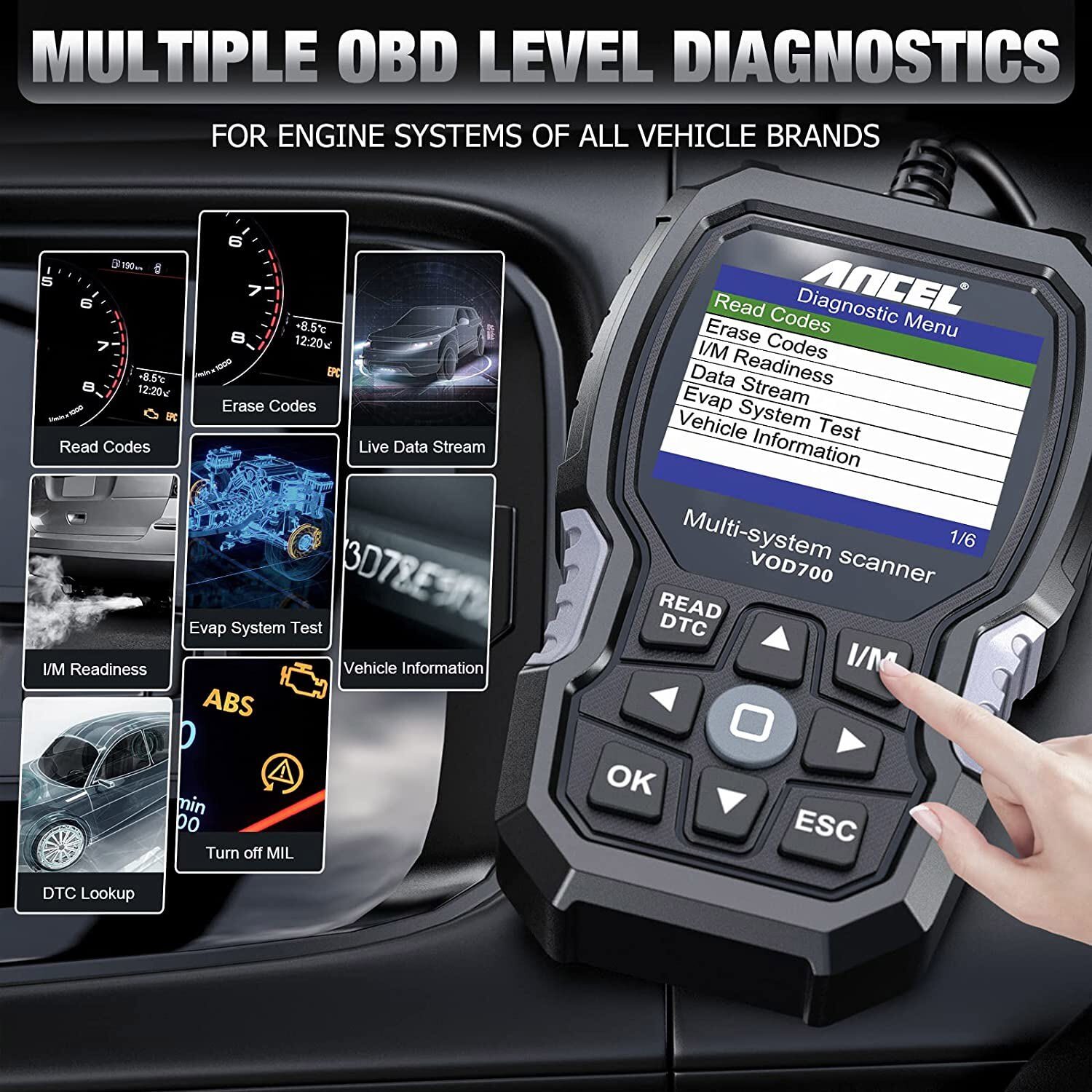 Ancel VOD700 OBD2 Scanner Diagnostic Tool All System Fit For VOLVO Code Reader