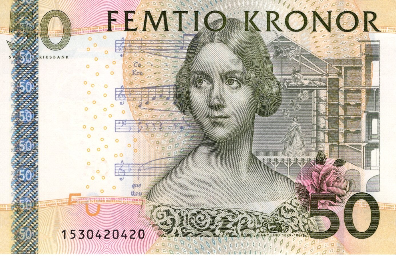 Sweden 50 Kronor 2011 AU Banknote P-64c Prefix 1530 Gernandt/Ingves Sig.