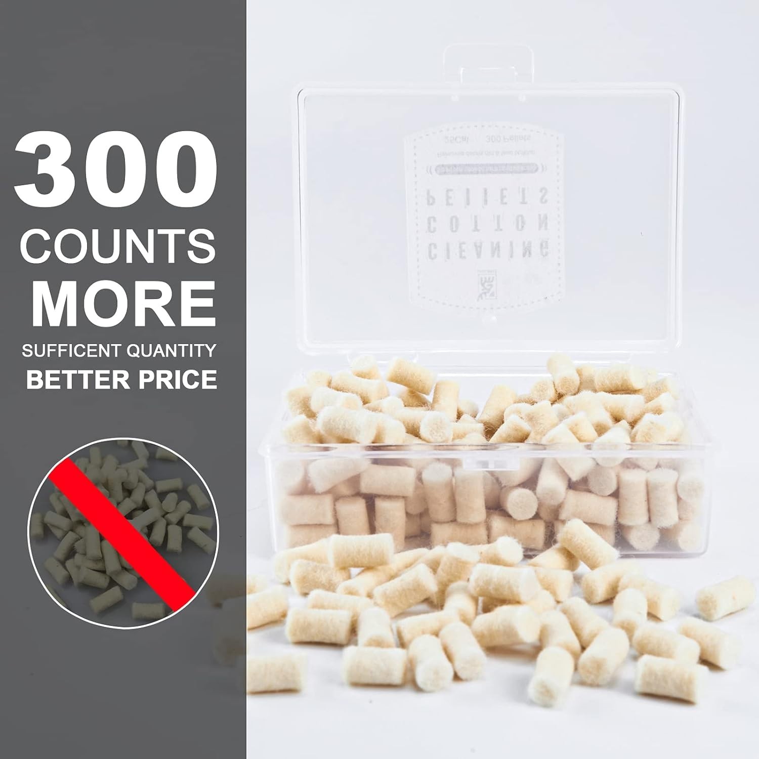 High-Density Wool Cleaning Pellets for .22 Caliber – 300 Count with Storage Box