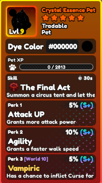 World Zero WZ - PET - CRYSTAL ESSENCE with FINAL ACT SKILL - #000000