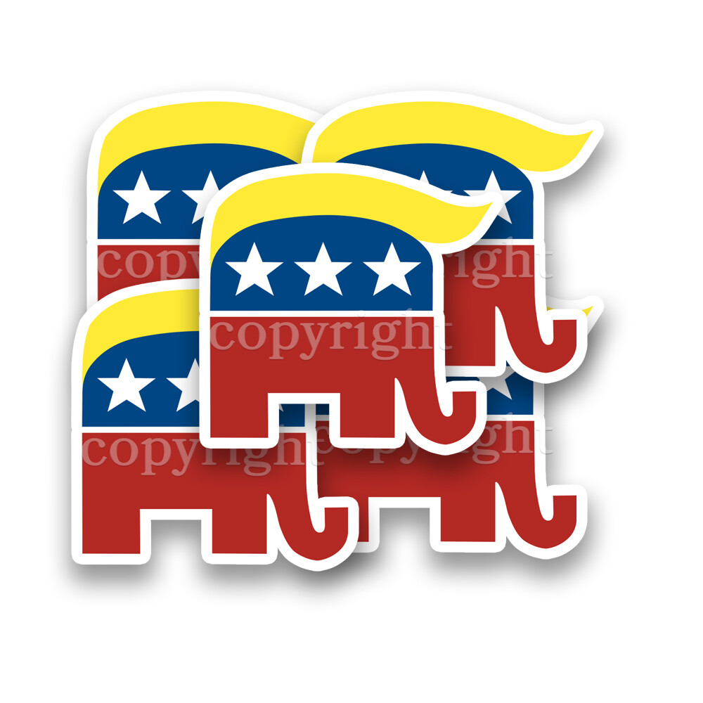 Trump Bumper Stickers Republican Elephant Decals 3" wide 5 pack