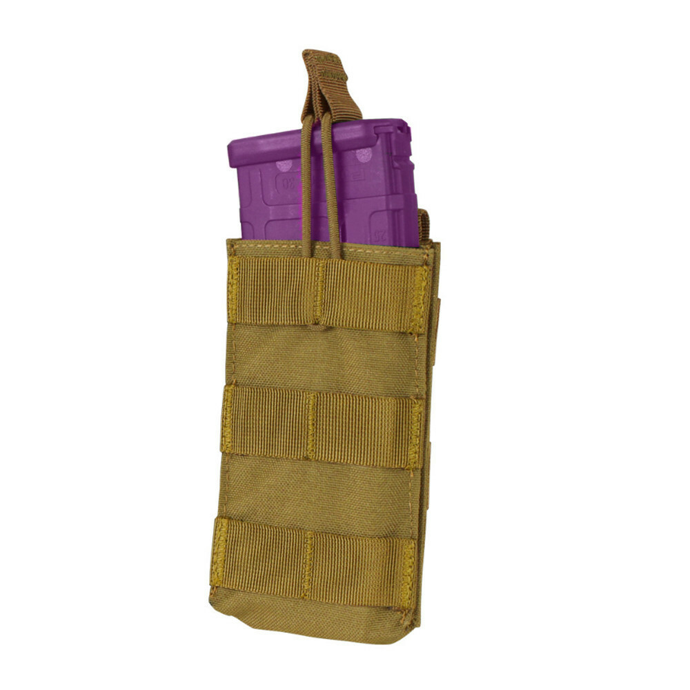 Single Modular MOLLE Open Top Pull Cord 5.56 Mag Pouch COYOTE