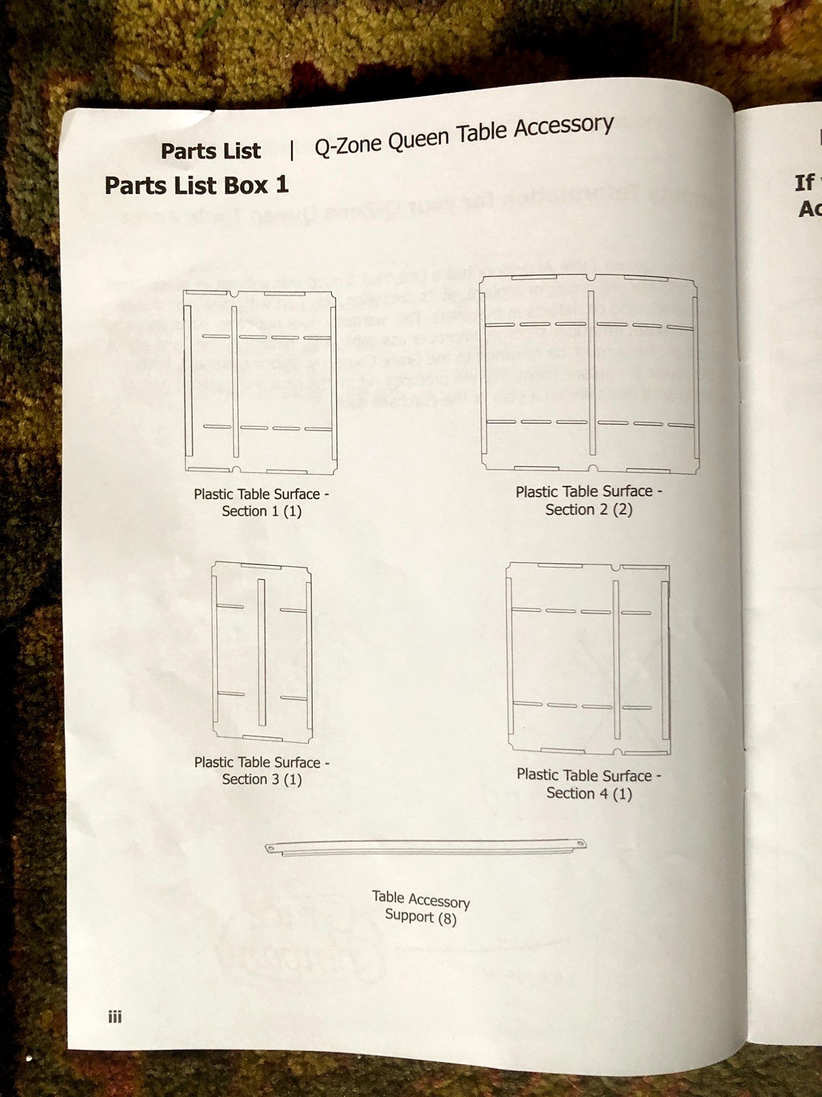 NEW Table Inserts for Grace Company Q-Zone Queen Frame