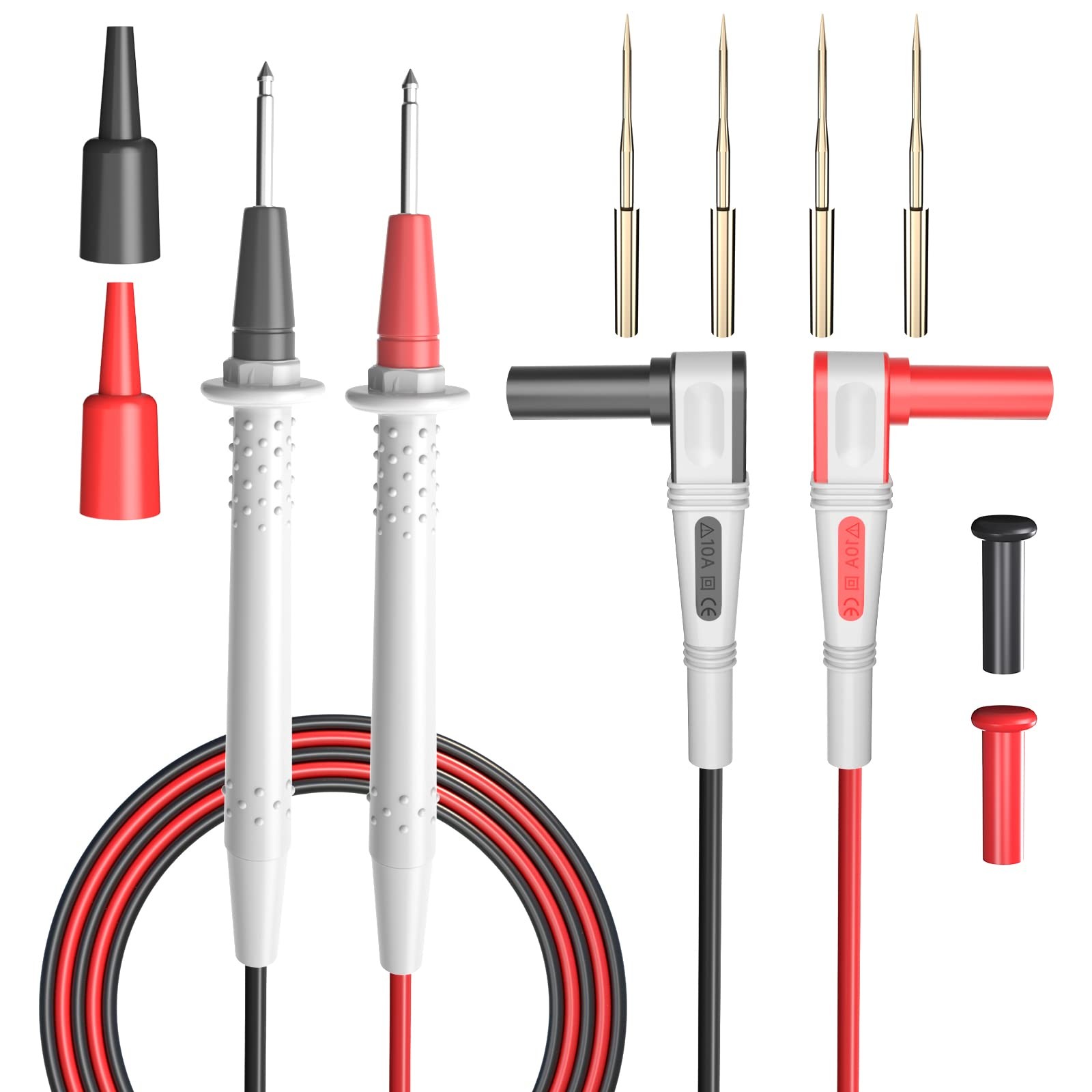 Multimeter Test Leads Kit Double Silicone Soft Cable Wire Multimeter Probes E...