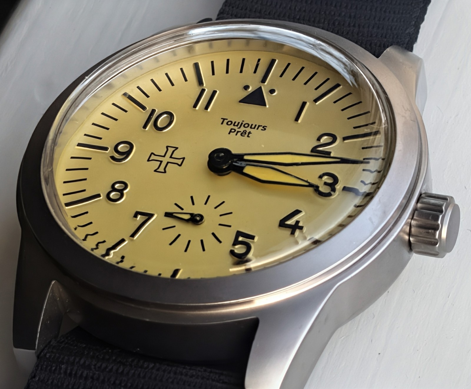 Toujours Pret Mechanical military flieger watch Blasted stainless steel sd 39mm