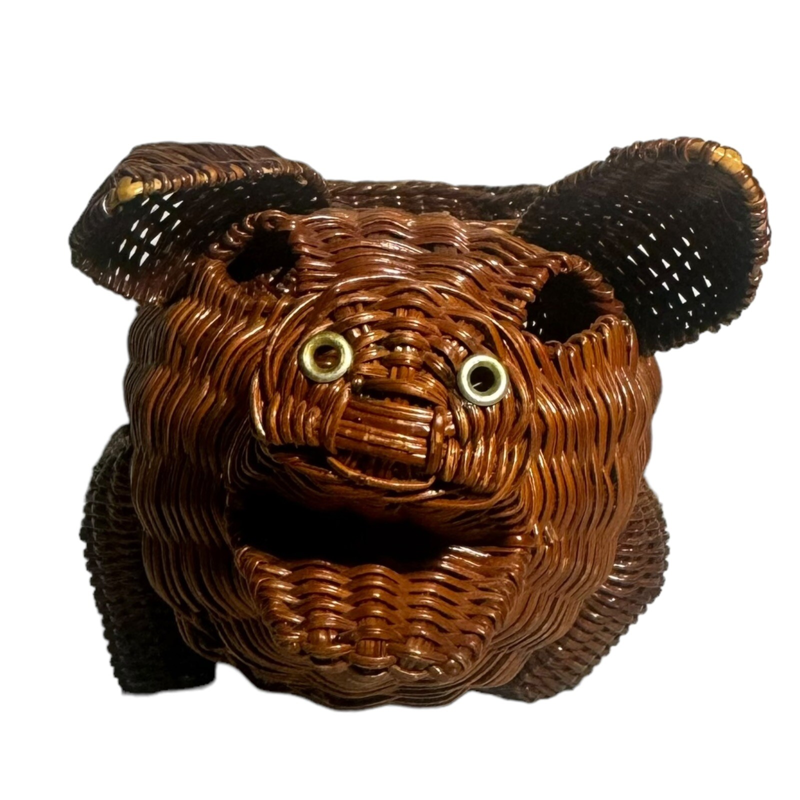 Wicker Pig Planter. Well Loved.
